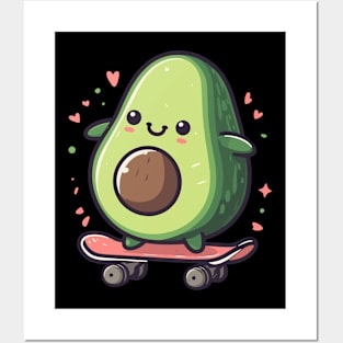 Cool funny avocado skateboarding Posters and Art